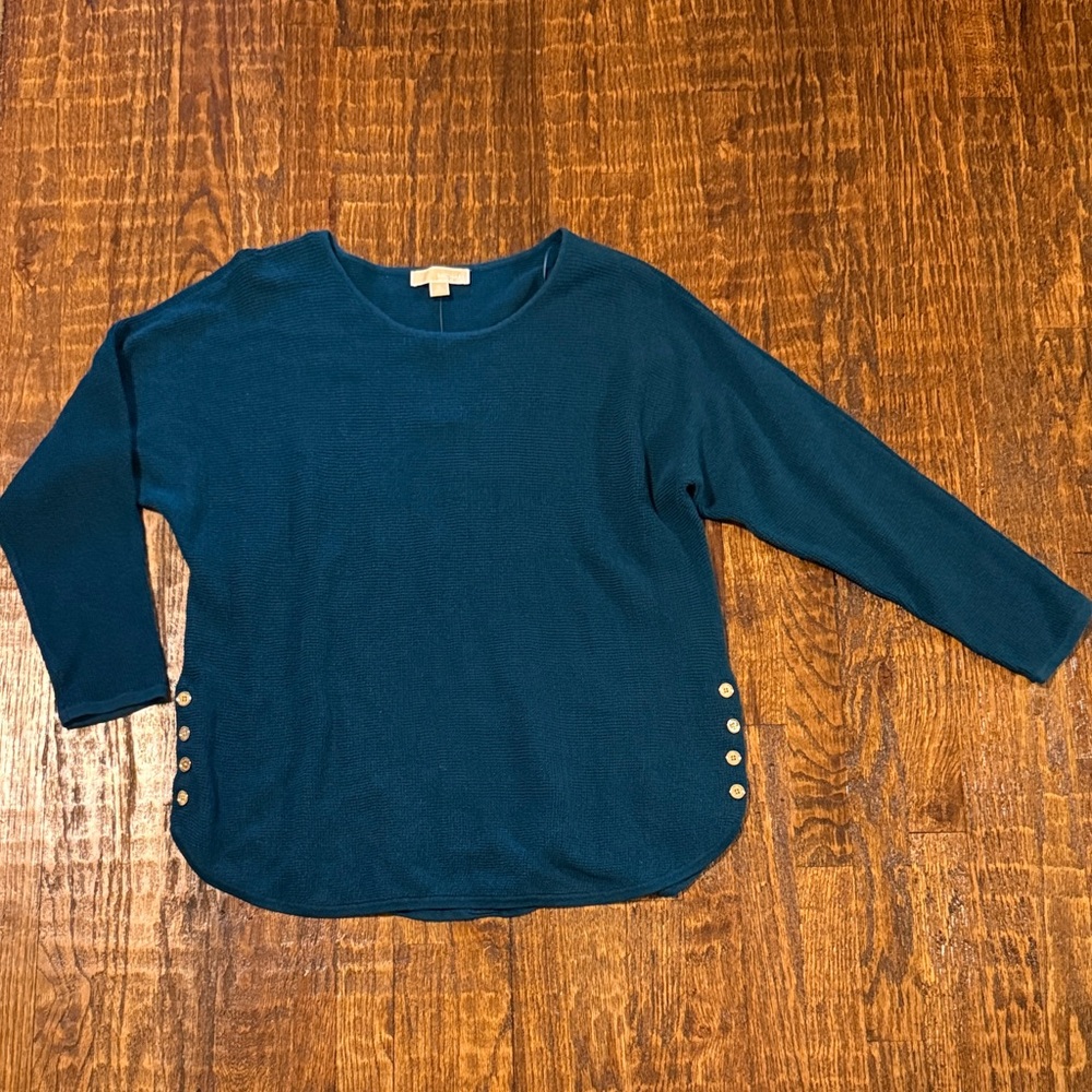 Teal Long Sleeve Top with Button Accents